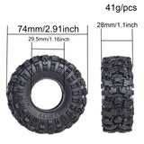 Super 1.3 Inch Large Soft Tire 74 * 28mm Muddy Swamp Tire for TRX4M 1/18 1/24 Axial SCX24 AX24 FCX24, Come with Silicone inserts