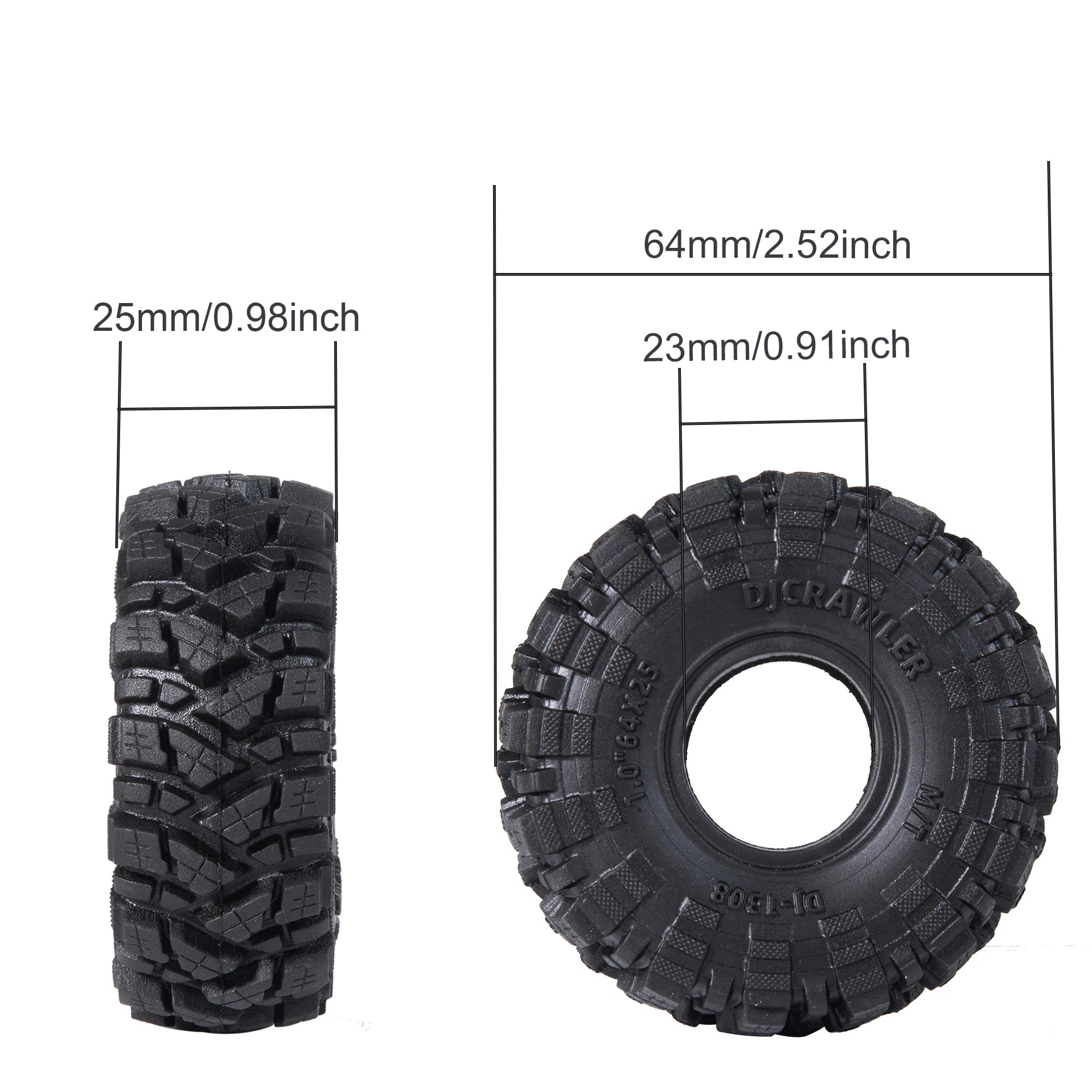 HOBBYSOUL Pneumatici RC Crawler 1.0 64mm Super Soft Sticky – Set Da 4 Per TRX4M, SCX24, AX24, FCX24 - 2