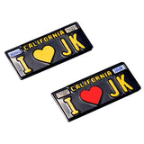 2PCS Classic Retro 1960 California I LOVE JK Number Plate 1/10 American License 3D Metal Plate RC Car Sticker Parts DC-50975