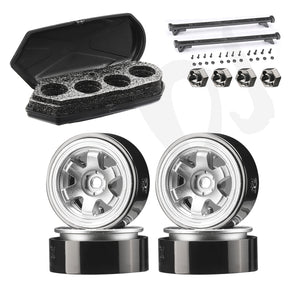 4PCS 1/24 TE37 Aluminum Alloy Weighted Wheel with Adapters for AXIAL SCX24 FCX24 RC Car Upgrade Accessories Parts DJ-1143