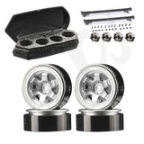 4PCS 1/24 TE37 Aluminum Alloy Weighted Wheel with Adapters for AXIAL SCX24 FCX24 RC Car Upgrade Accessories Parts DJ-1143
