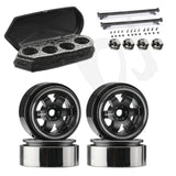 4PCS 1/24 TE37 Aluminum Alloy Weighted Wheel with Adapters for AXIAL SCX24 FCX24 RC Car Upgrade Accessories Parts DJ-1143